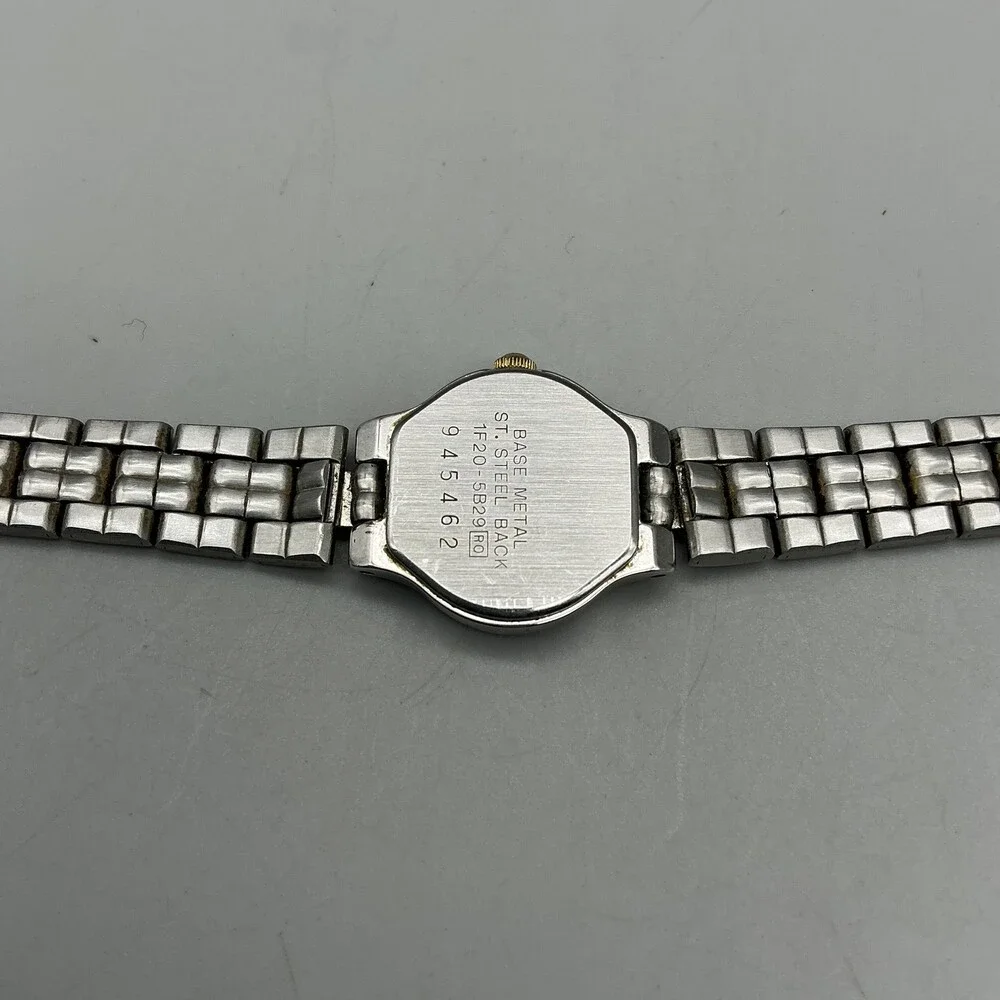 Vintage Seiko Womens Watch 17mm Oval Two Tone Band 1F20-5B2 New Battery 6.75